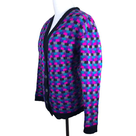 Classiques Vintage Sweater Purple Pink Blue Gray Mohair Wool Cardigan M - Picture 10 of 10